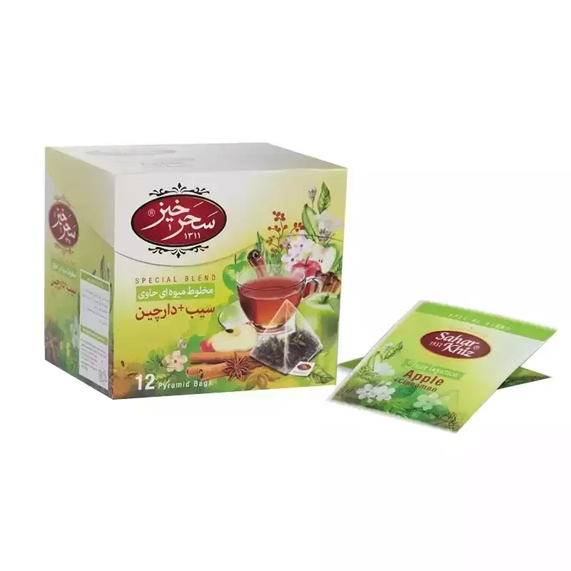 دمنوش کیسه ای مخلوط سیب و دارچین سحرخیز بسته 12 عددی